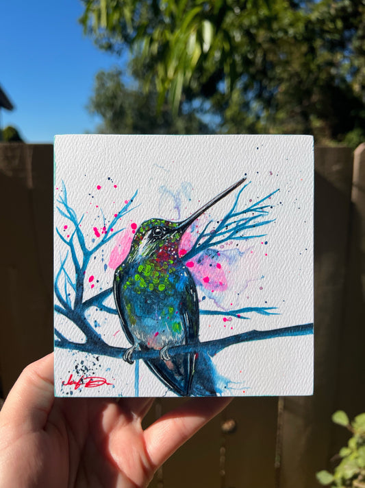"Blue Hummingbird" - Artist Proof on Wood