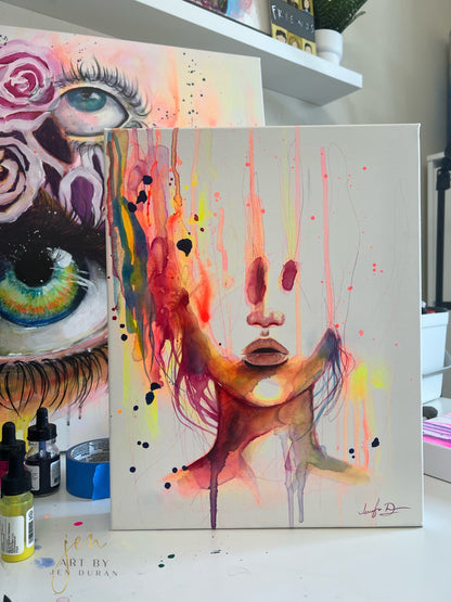 "Consumed by Chaos" (neon) Original Painting