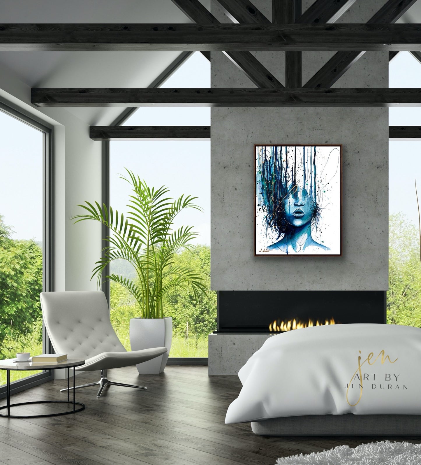 "Consumed By Chaos" Blue & Gold Giclée Canvas Print