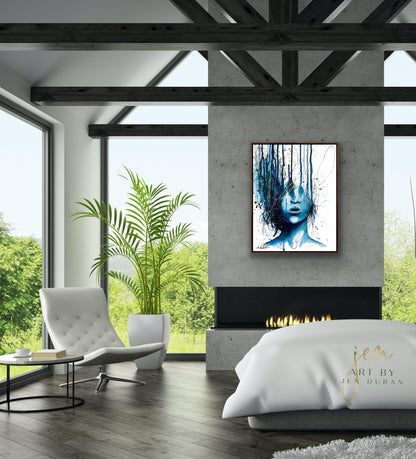 "Consumed By Chaos" Blue & Gold Giclée Canvas Print