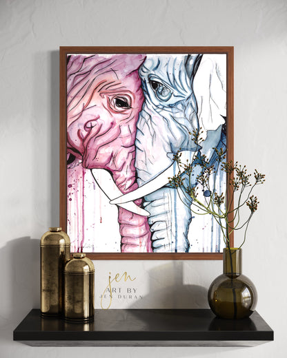 "Elephant Love" Fine Art Paper Print