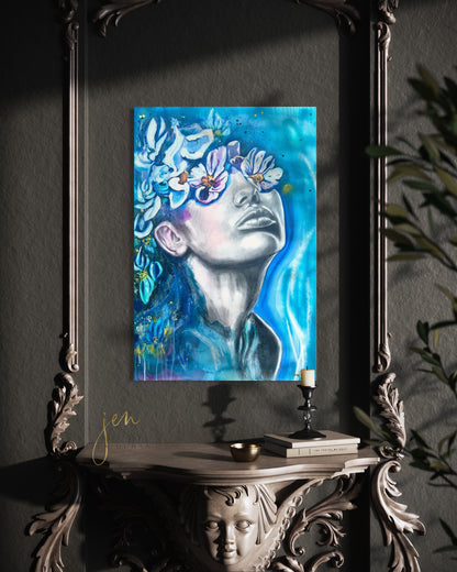 Original Watercolor Painting | Canvas Wall Art | Home Decor | Modern Floral Woman Art By Jen Duran
