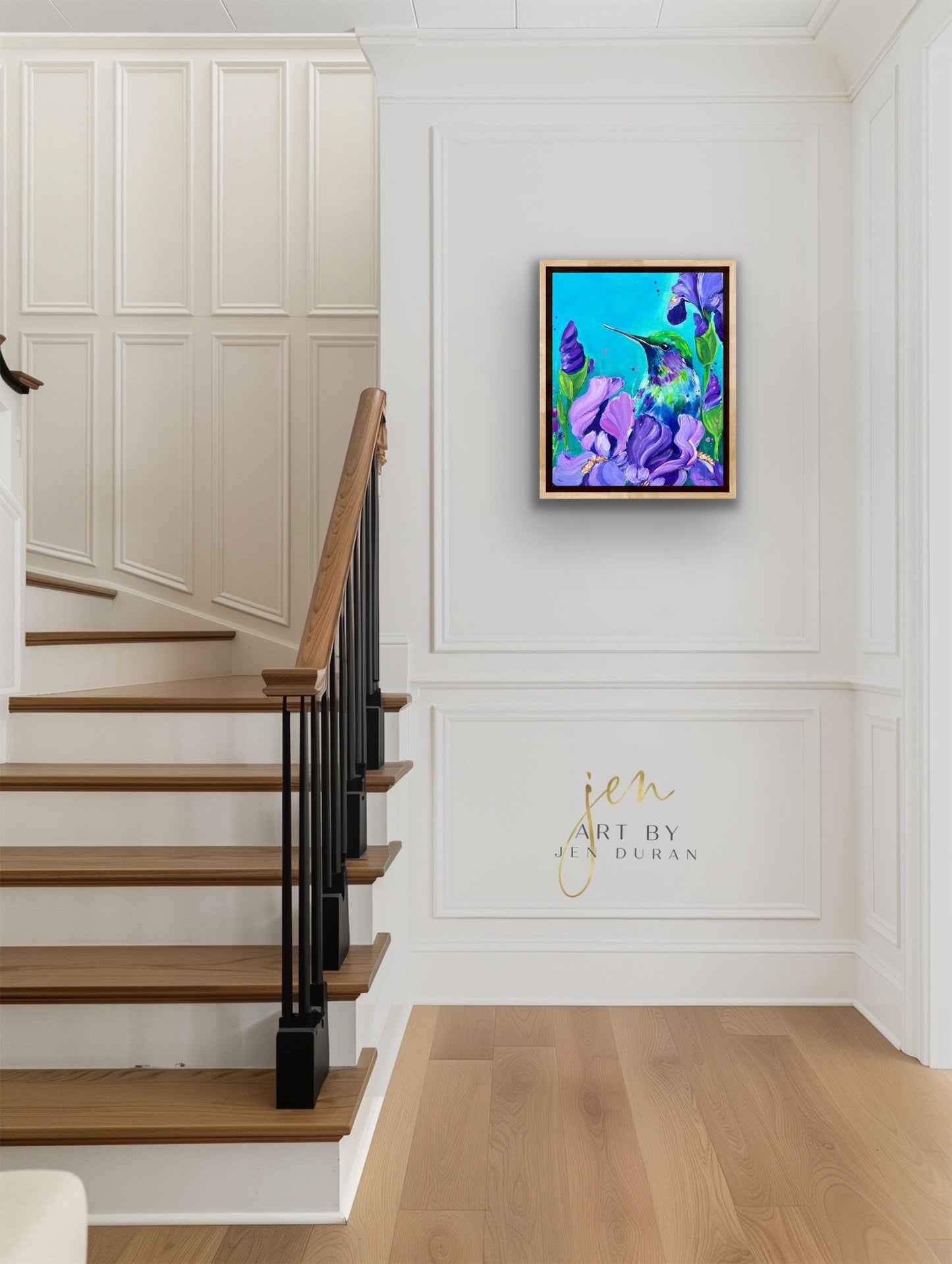 "Hummingbird with Irises" Giclée Canvas Print