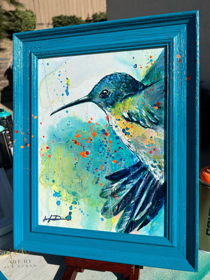 Blue Hummingbird Watercolor Art Home Decor Wall Art Original Painting By Jen Duran