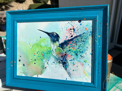 "TAKE FLIGHT" Original Watercolor Hummingbird Painting | Wall Art | Home Decor | Art By Jen Duran