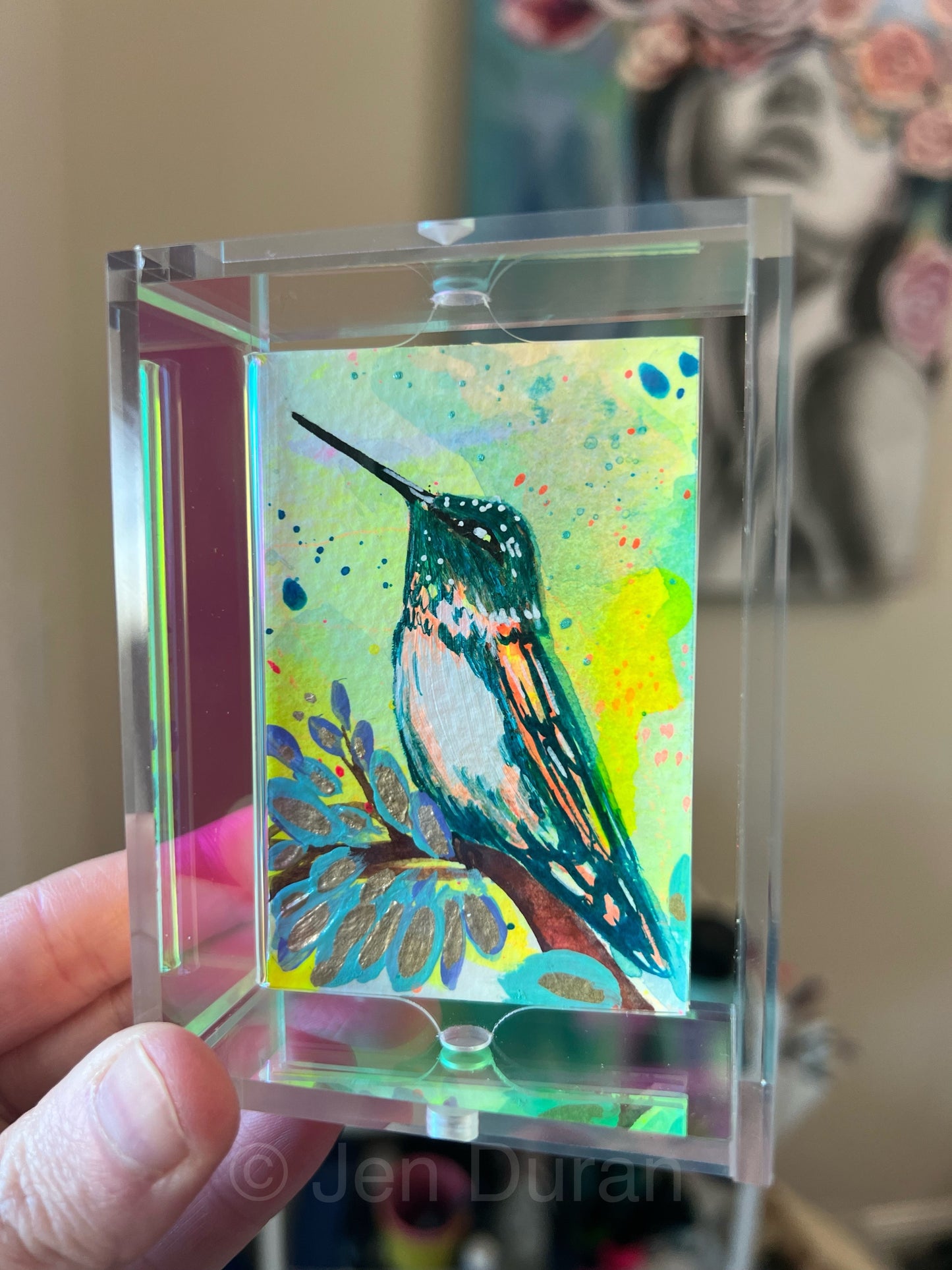 “Green Hummingbird” - Mini Original Painting