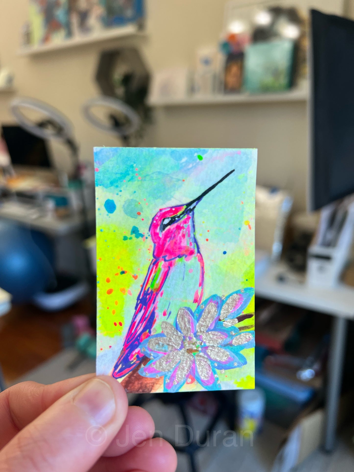 “Pink Hummingbird” - Mini Original Painting