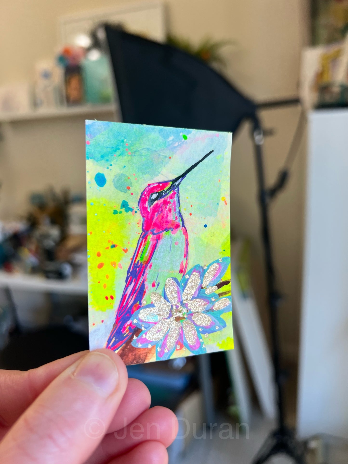 “Pink Hummingbird” - Mini Original Painting