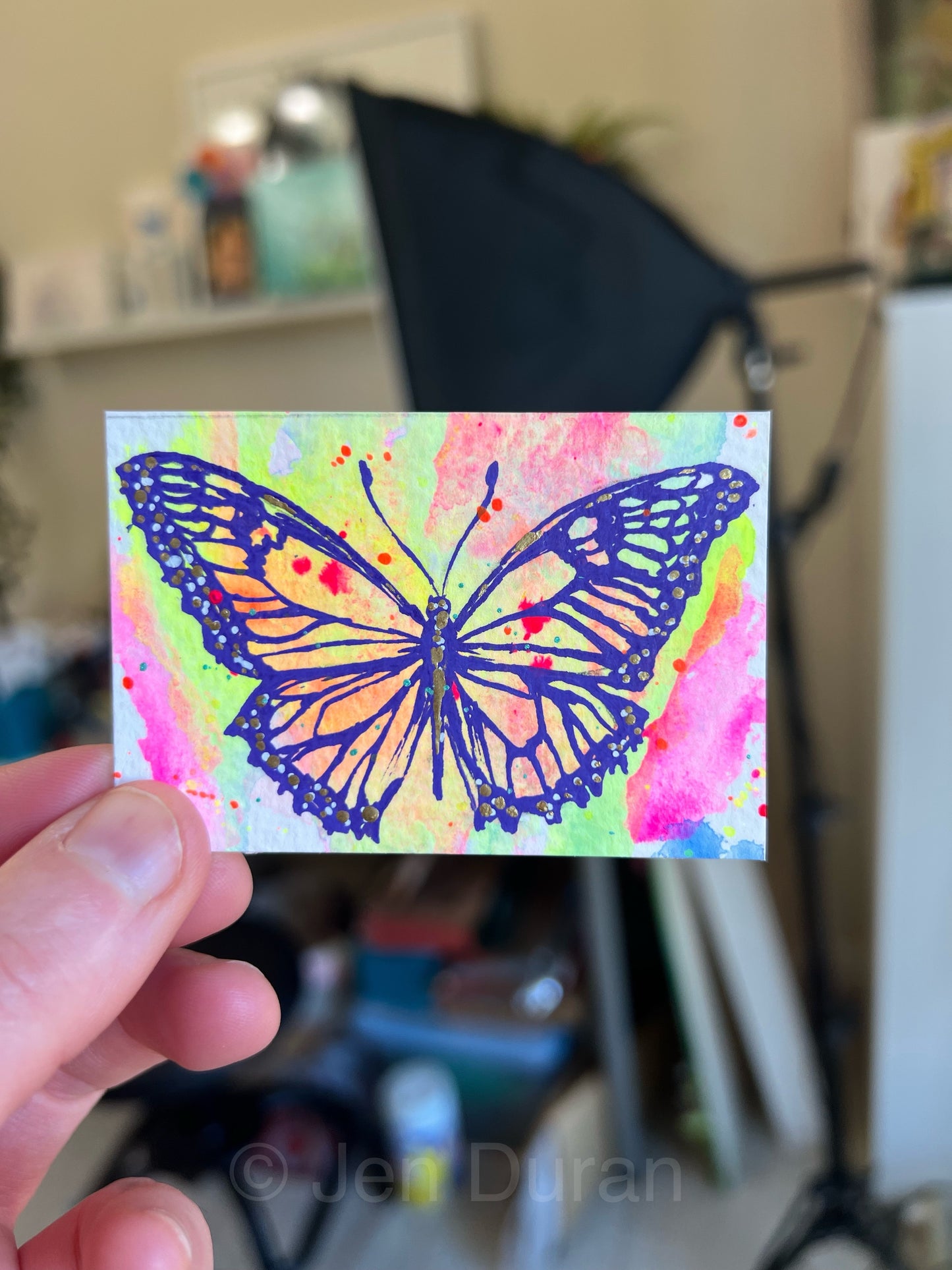 “Butterfly” with gold - Mini Original Painting