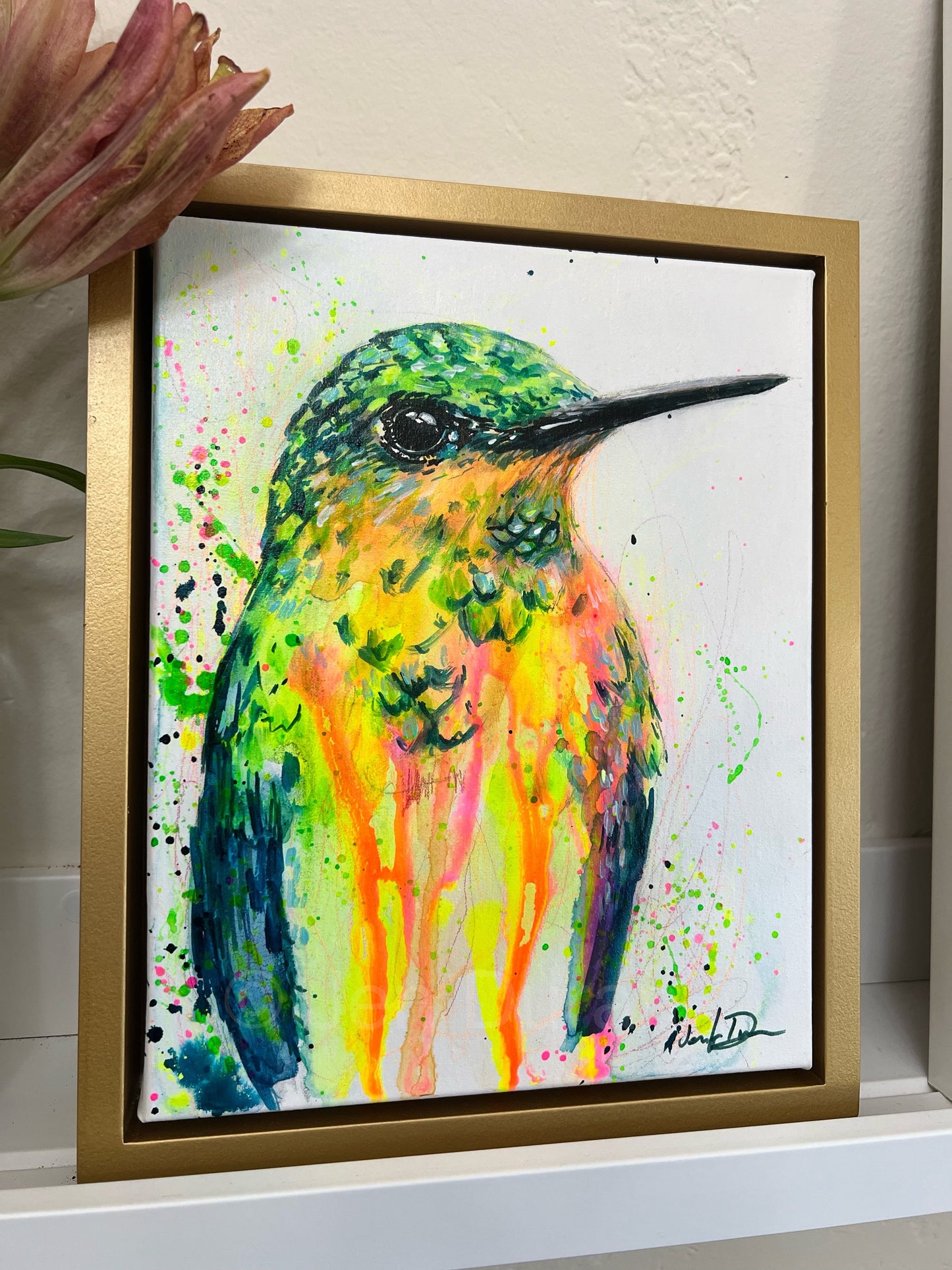 "Neon Hummingbird" - Original Painting