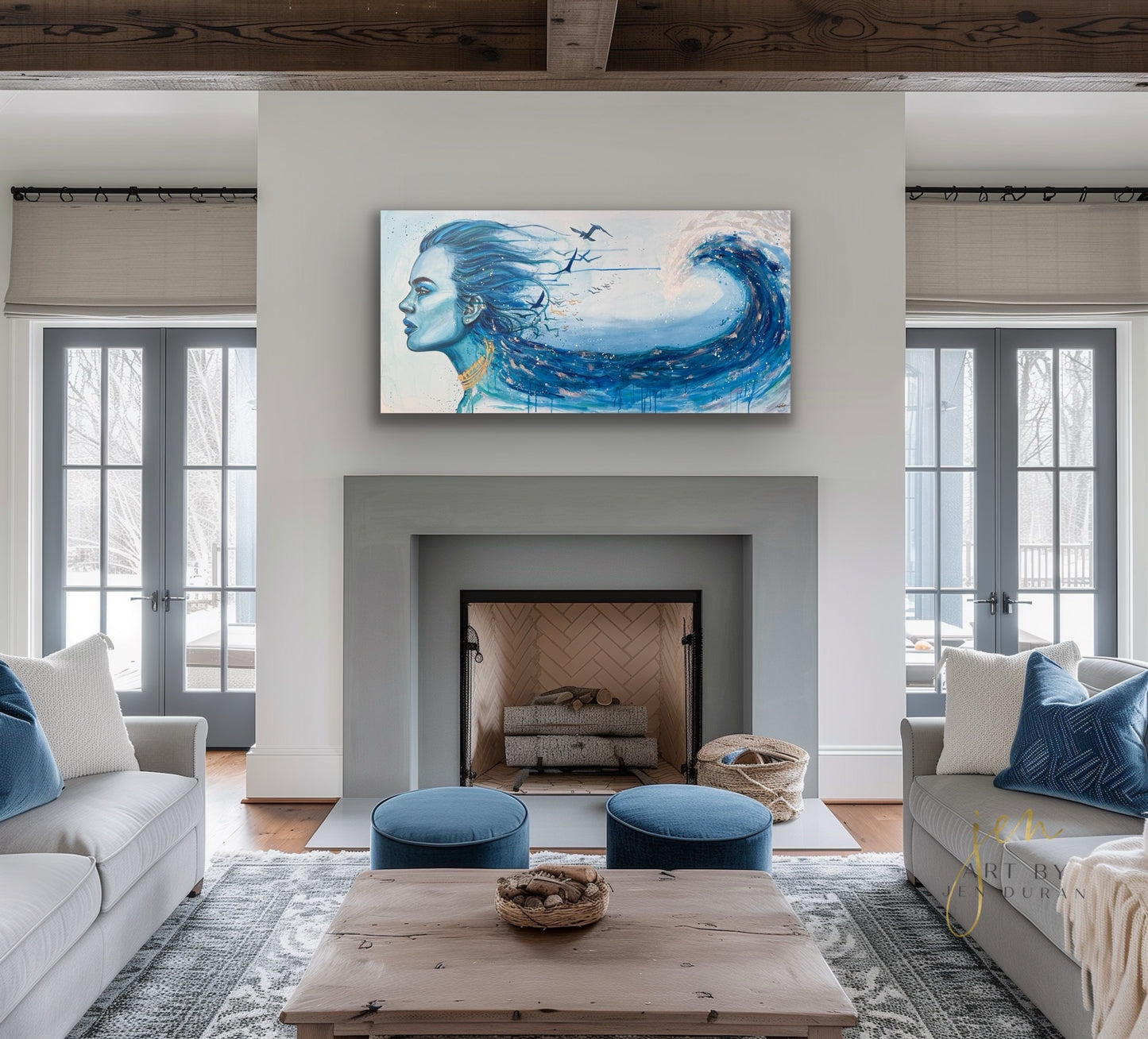 "Mermaid Tears" Hand-Embellished Giclée Canvas