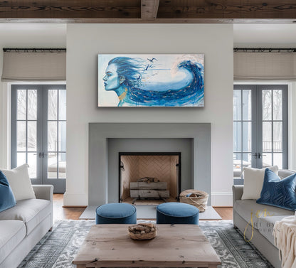 "Mermaid Tears" Hand-Embellished Giclée Canvas