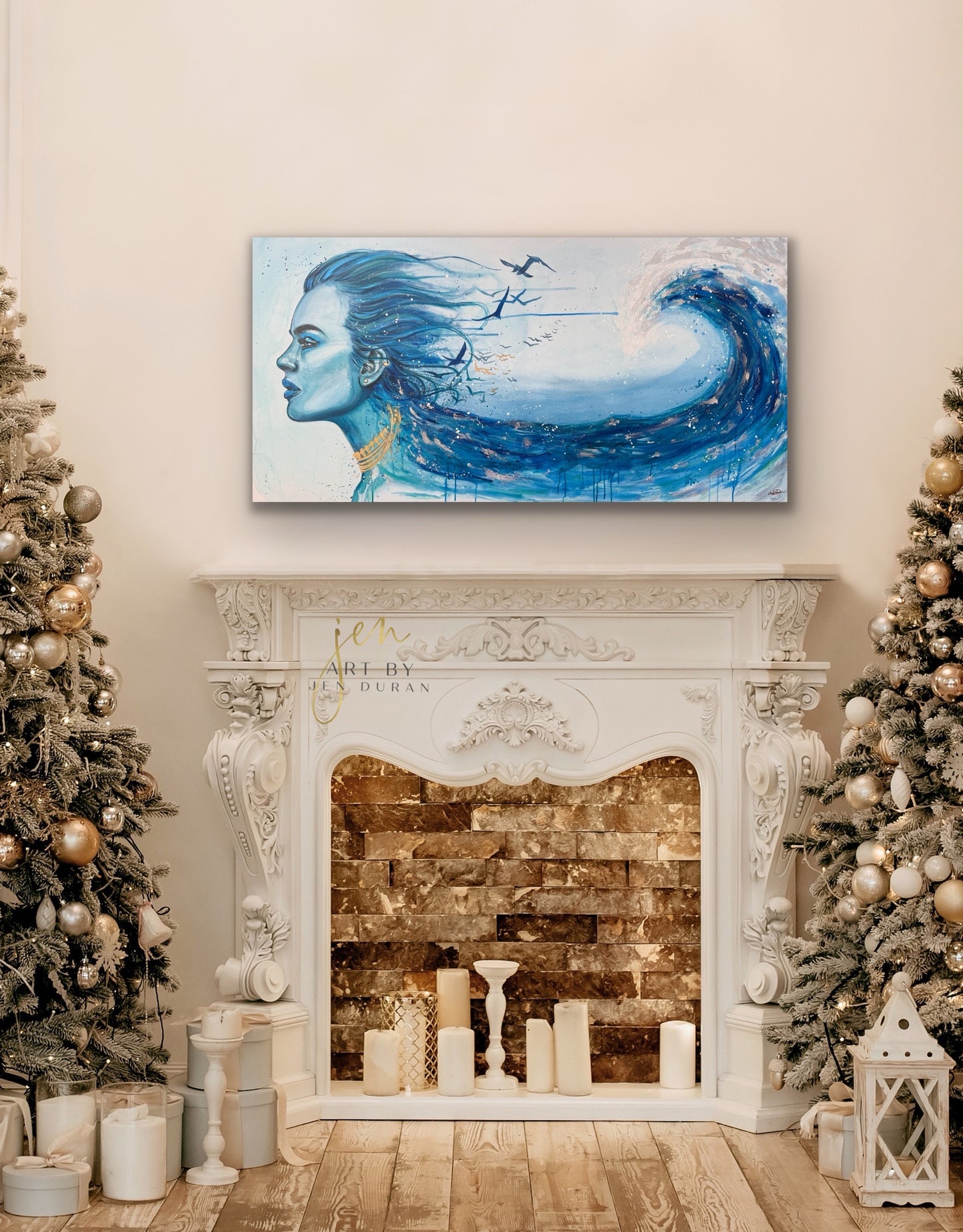 "Mermaid Tears" Hand-Embellished Giclée Canvas