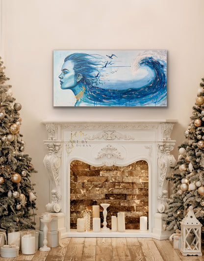 "Mermaid Tears" Hand-Embellished Giclée Canvas