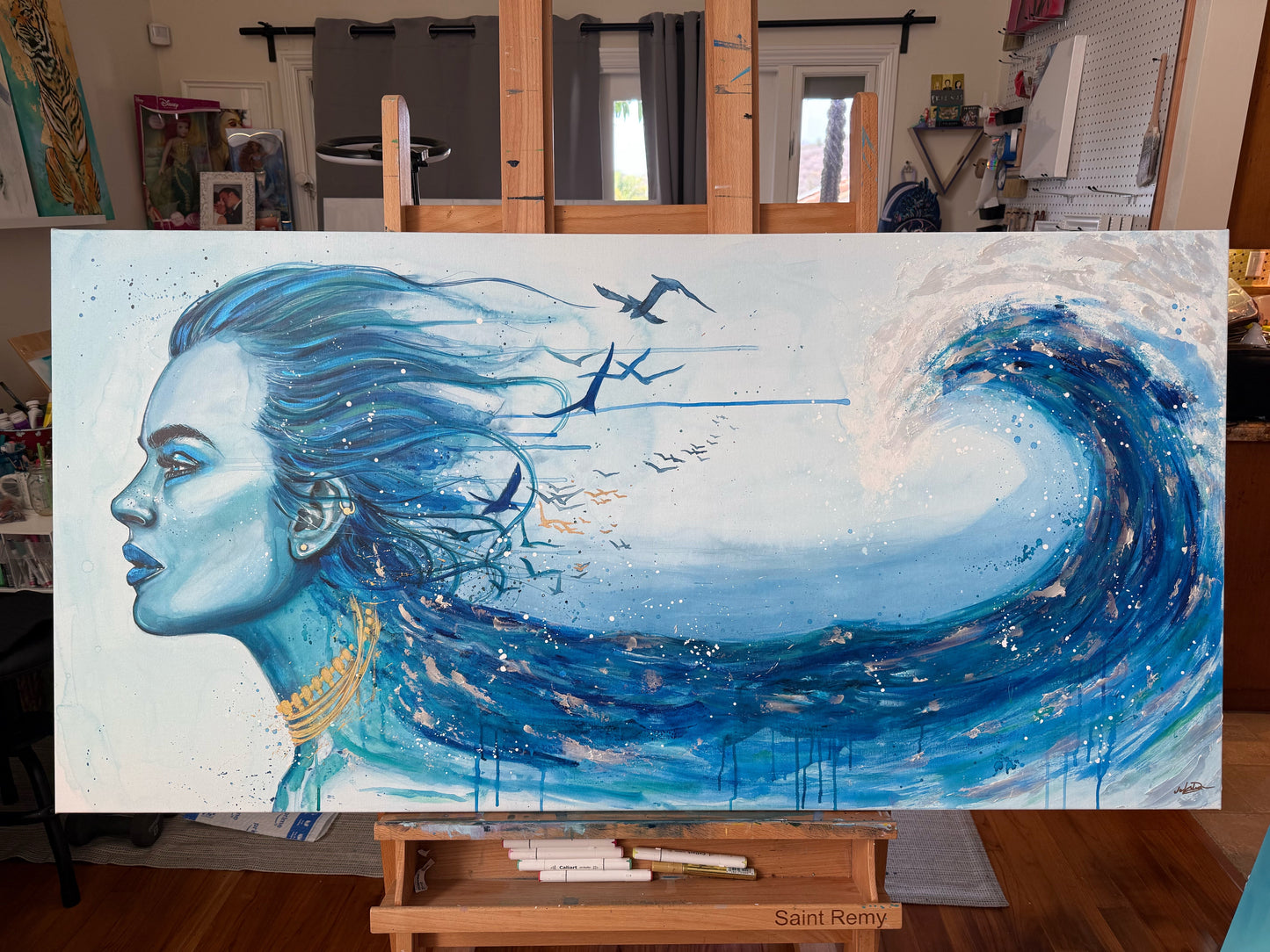 "Mermaid Tears" Hand-Embellished Giclée Canvas
