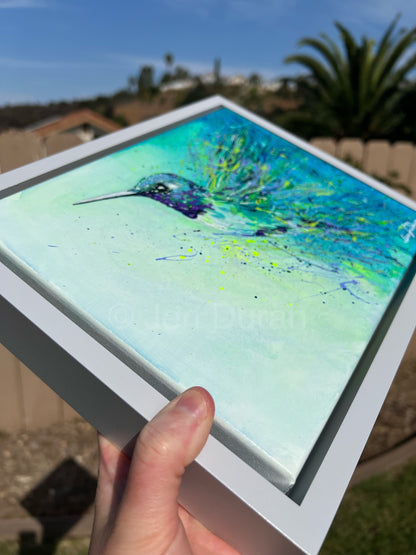"Purple Hummingbird Splash" - Original Painting