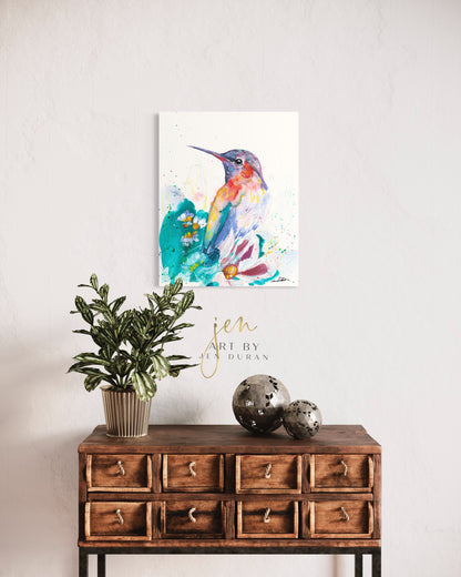 modern canvas wall art, modern art, hummingbird art, watercolor bird art, floral art print, canvas wall art, wall art, home decor, modern art print, art for walls, unique home decor, best gift, bird art print, art by jen duran