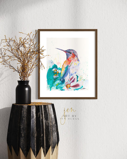 modern canvas wall art, modern art, hummingbird art, watercolor bird art, floral art print, canvas wall art, wall art, home decor, modern art print, art for walls, unique home decor, best gift, bird art print, art by jen duran