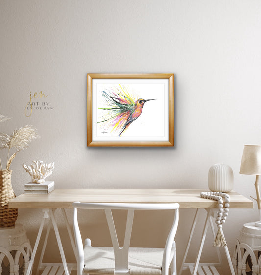 Rainbow Hummingbird Fine Art Paper Print