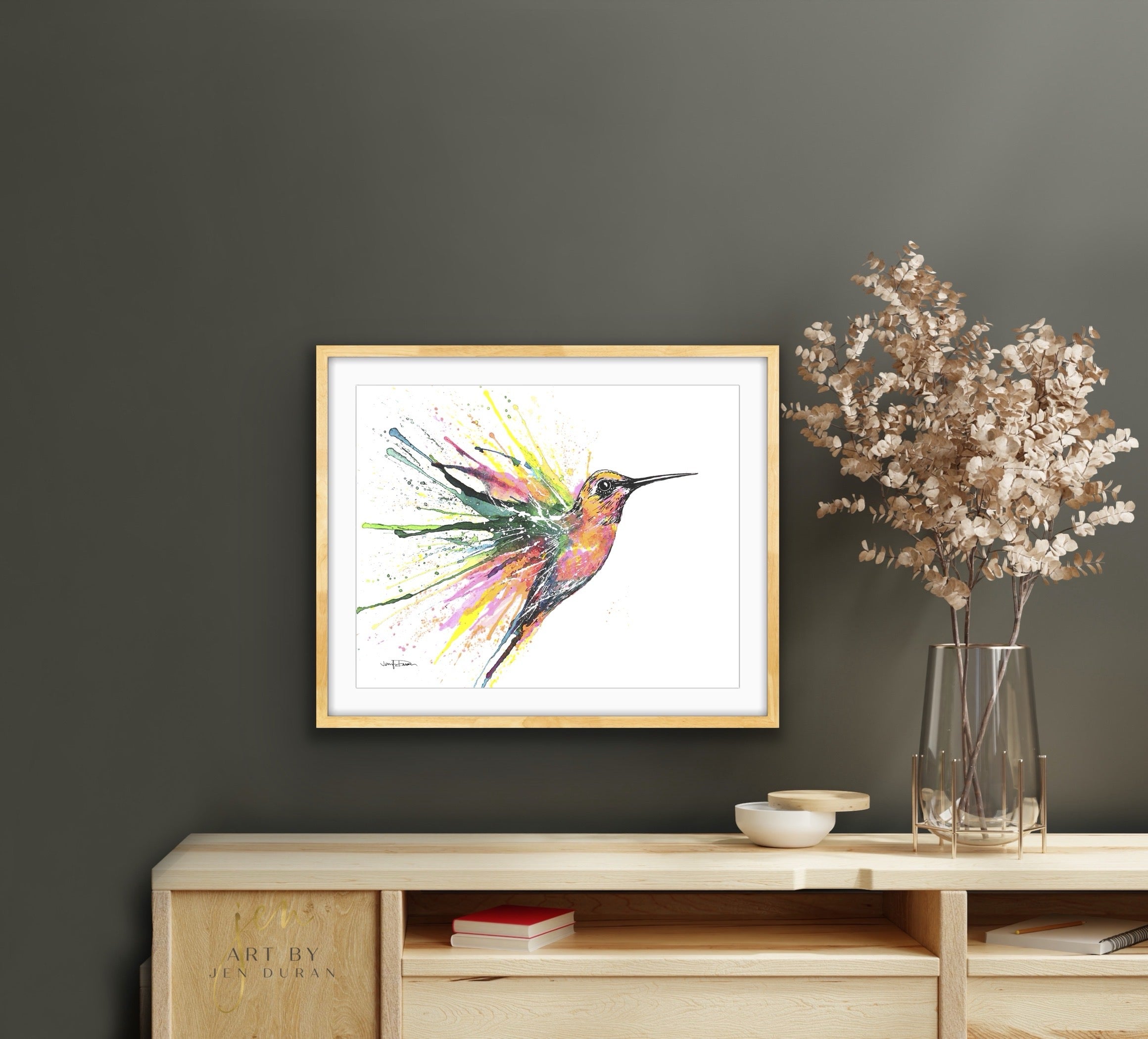 Rainbow Hummingbird Fine Art Paper Print – Art By Jen Duran