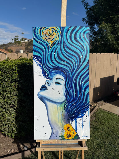 "Starry Night Dream" Hand-Embellished Giclée Canvas Print