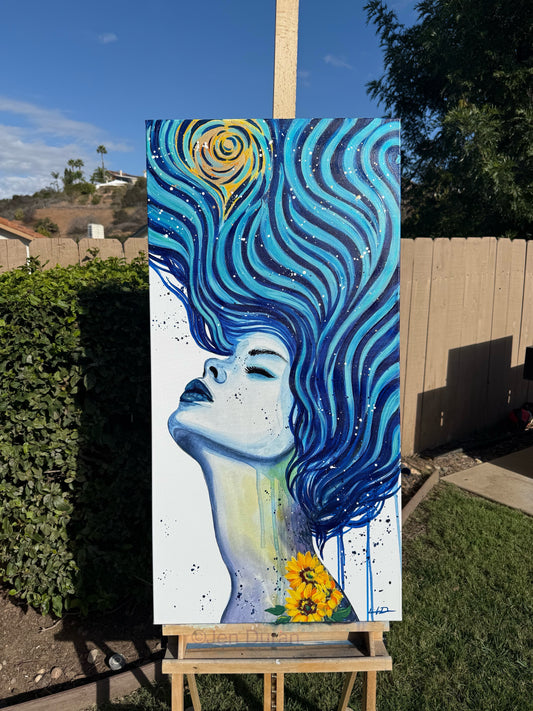 "Starry Night Dream" Hand-Embellished Giclée Canvas Print