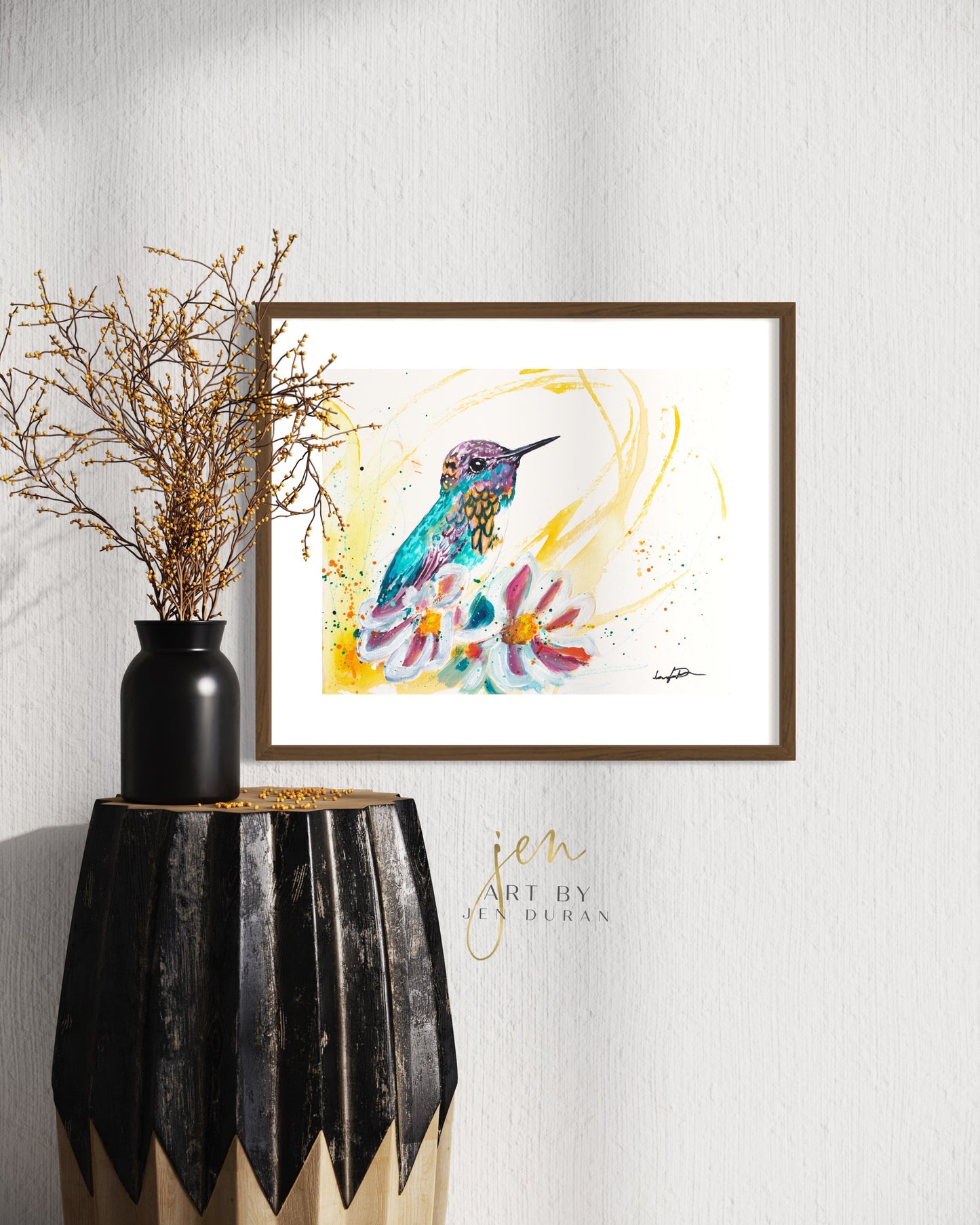 modern canvas wall art, modern art, hummingbird art, watercolor bird art, floral art print, canvas wall art, wall art, home decor, modern art print, art for walls, unique home decor, best gift, bird art print, art by jen duran