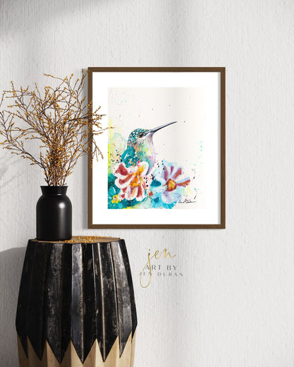 modern canvas wall art, modern art, hummingbird art, watercolor bird art, floral art print, canvas wall art, wall art, home decor, modern art print, art for walls, unique home decor, best gift, bird art print, art by jen duran