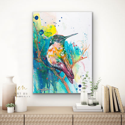 modern canvas wall art, modern art, hummingbird art, watercolor bird art, floral art print, canvas wall art, wall art, home decor, modern art print, art for walls, unique home decor, best gift, bird art print, art by jen duran
