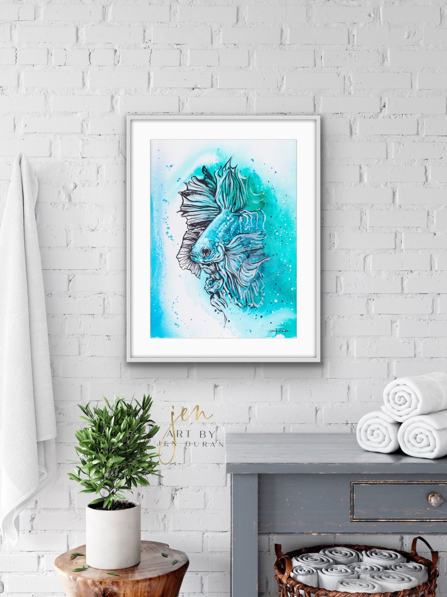 Blue Betta Fish Fine Art Paper Print | Wall Art | Home Decor