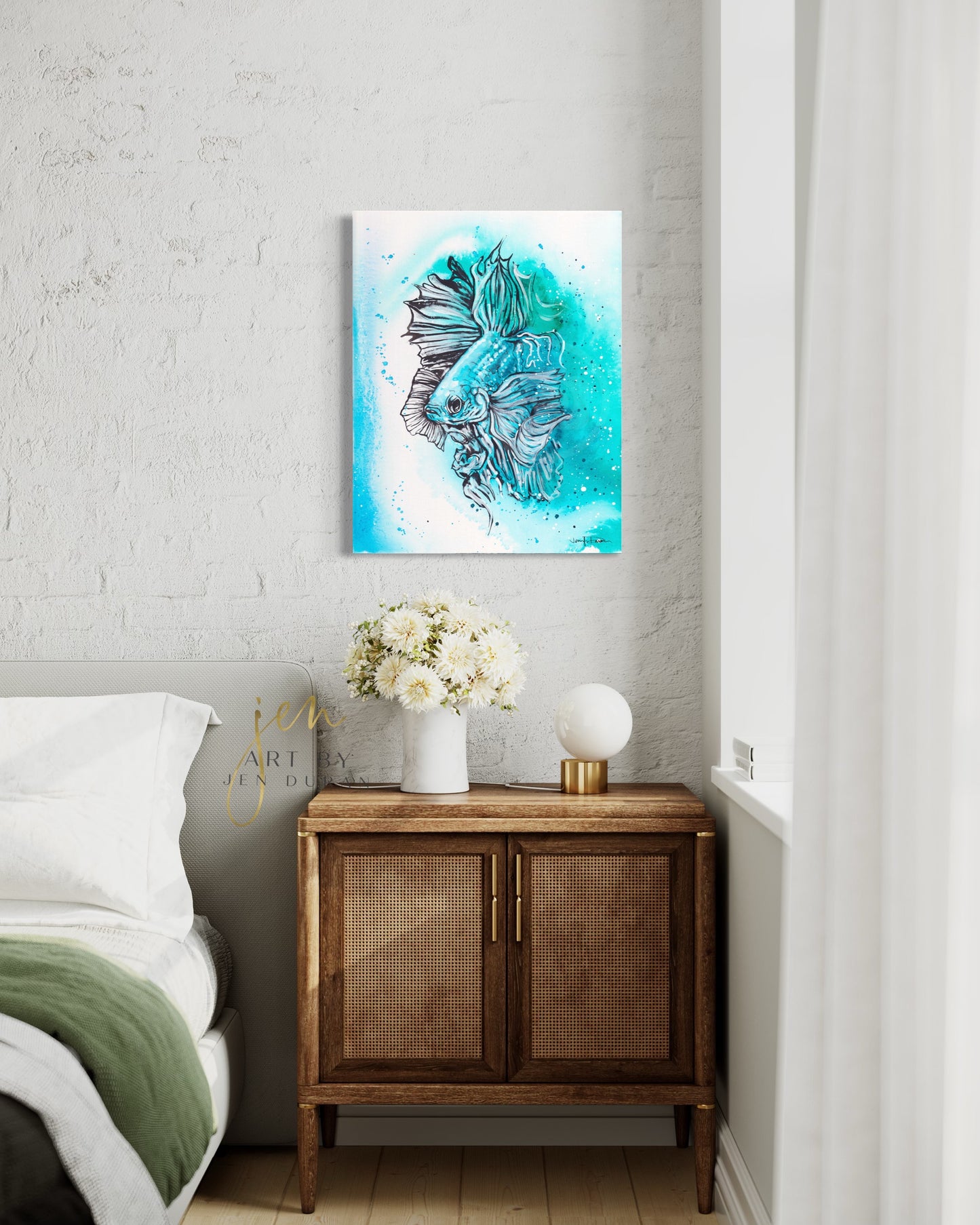 Blue Betta Fish Fine Art Paper Print | Wall Art | Home Decor