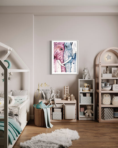 "Elephant Love" Fine Art Paper Print