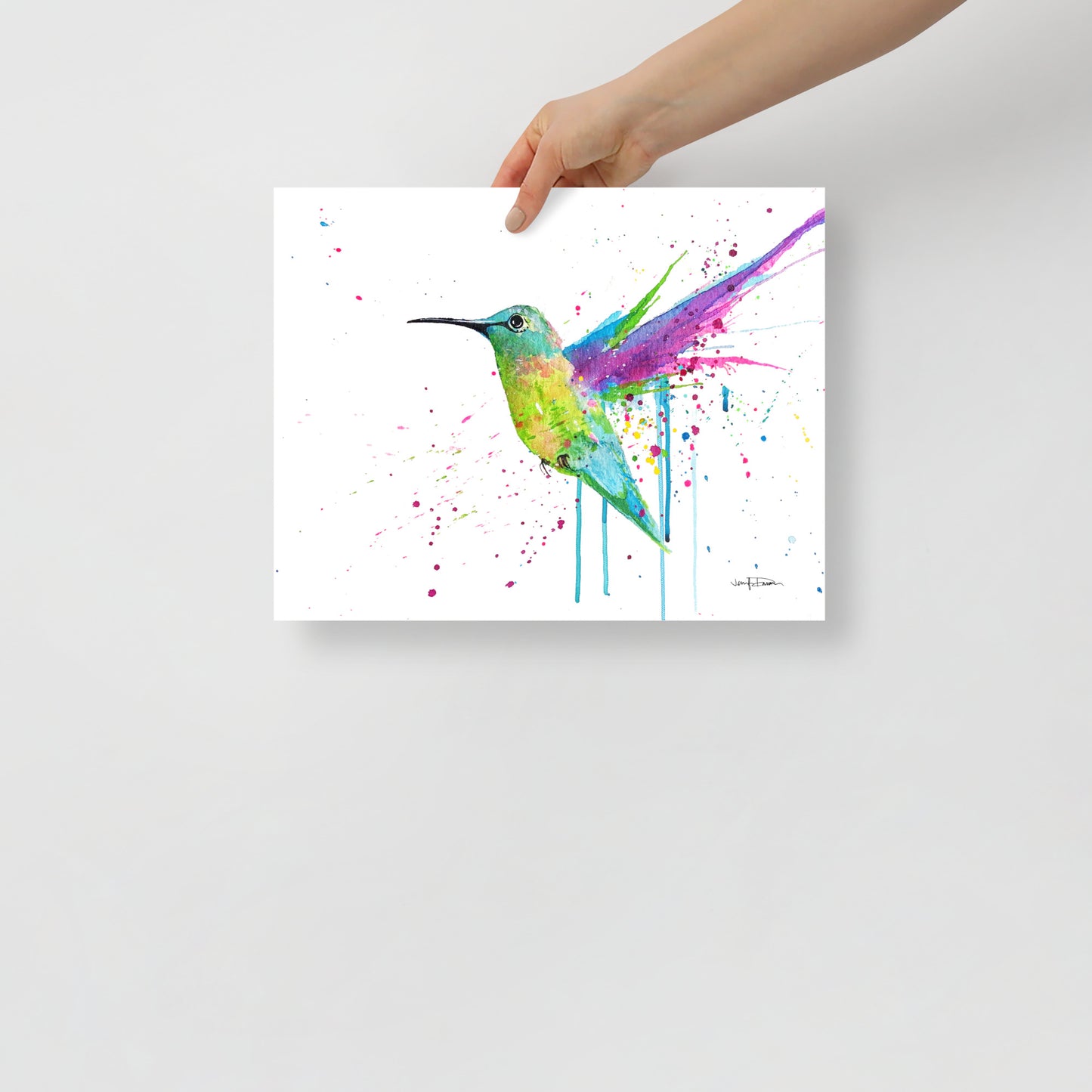 "Pink Hummingbird Splash" - Fine Art Print