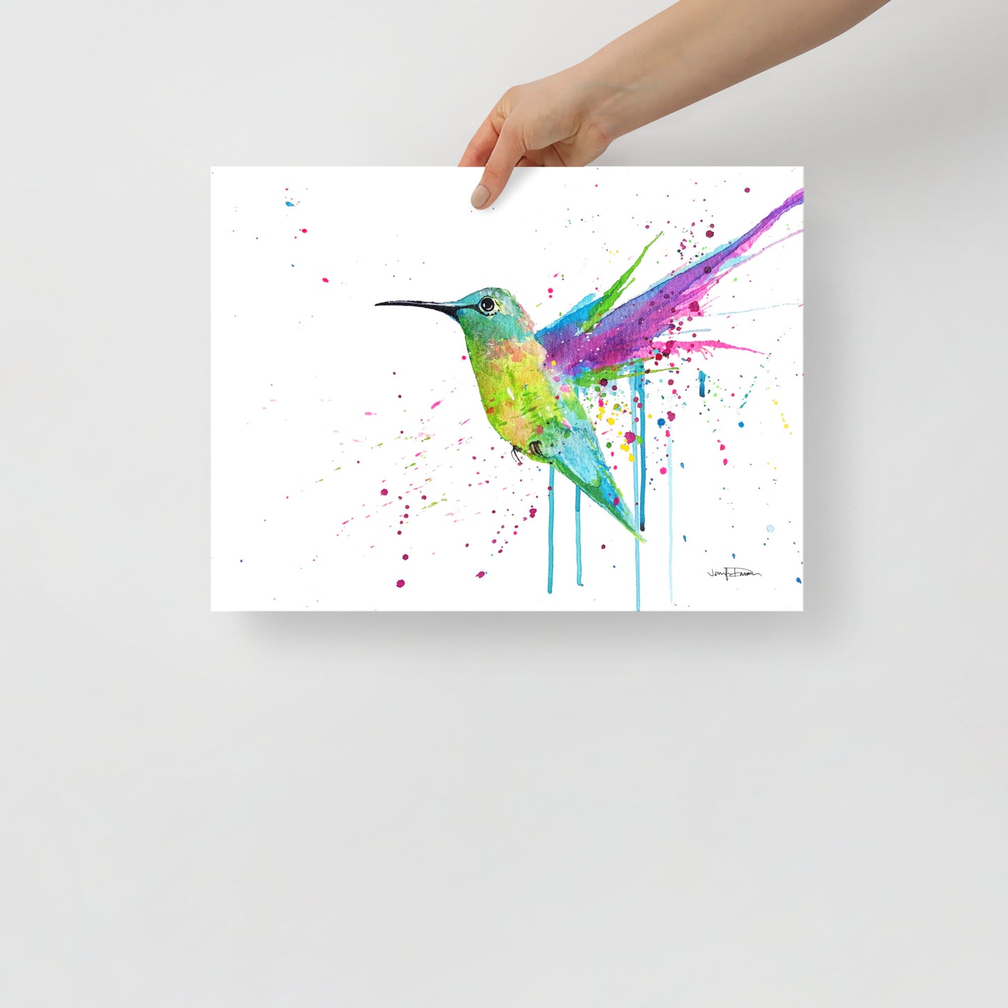 "Pink Hummingbird Splash" - Fine Art Print