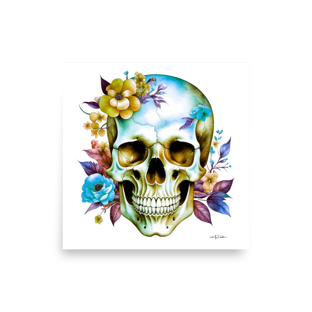 "Skull with Flowers" #2 - Fine Art Print