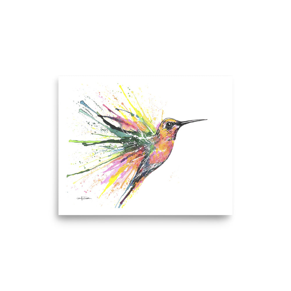 "Rainbow Hummingbird Splash" - Fine Art Print