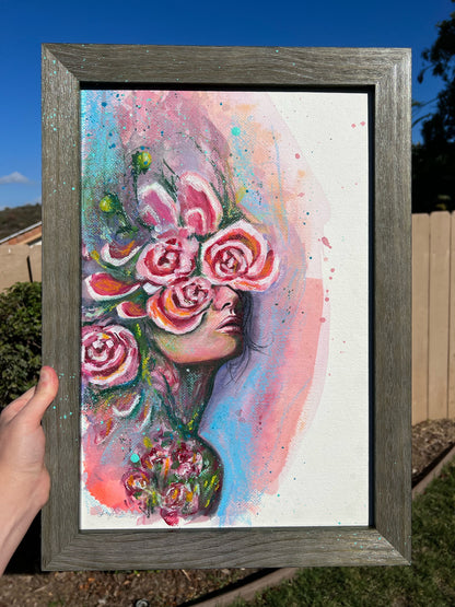 Modern Watercolor Floral Woman Abstract Art Painting By Jen Duran