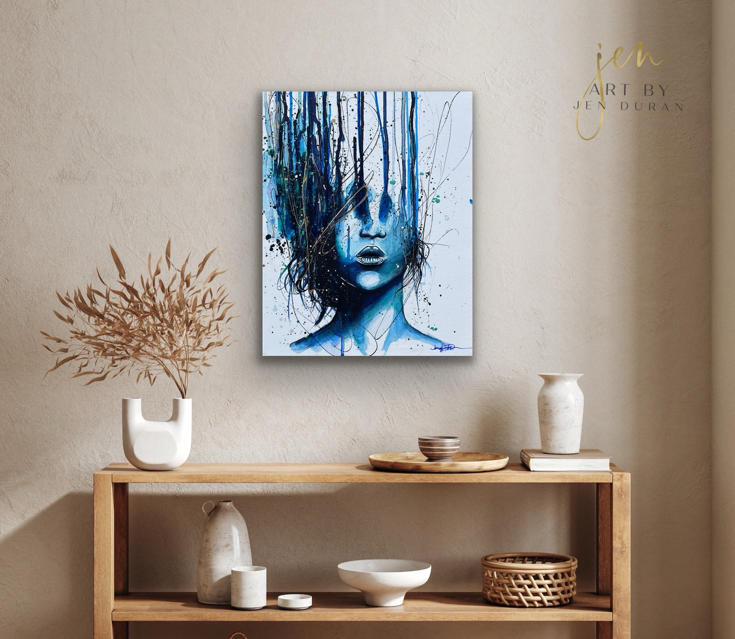 "Consumed By Chaos" Blue & Gold Giclée Canvas Print