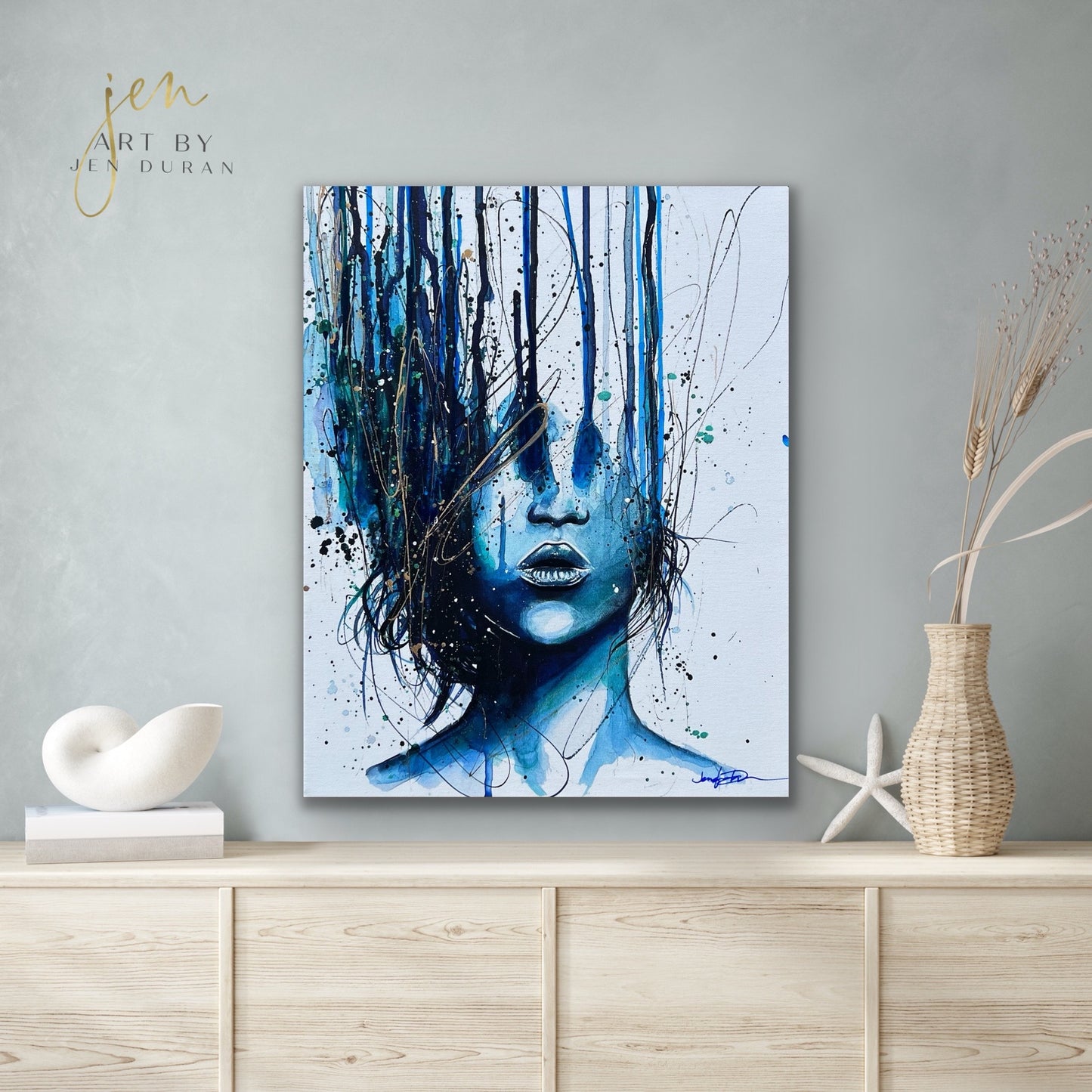 "Consumed By Chaos" Blue & Gold Giclée Canvas Print