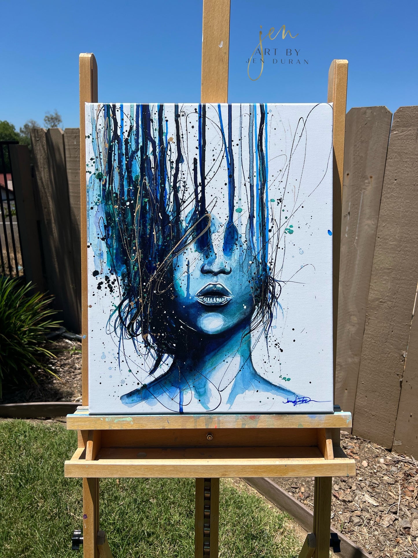 "Consumed By Chaos" Blue & Gold Giclée Canvas Print