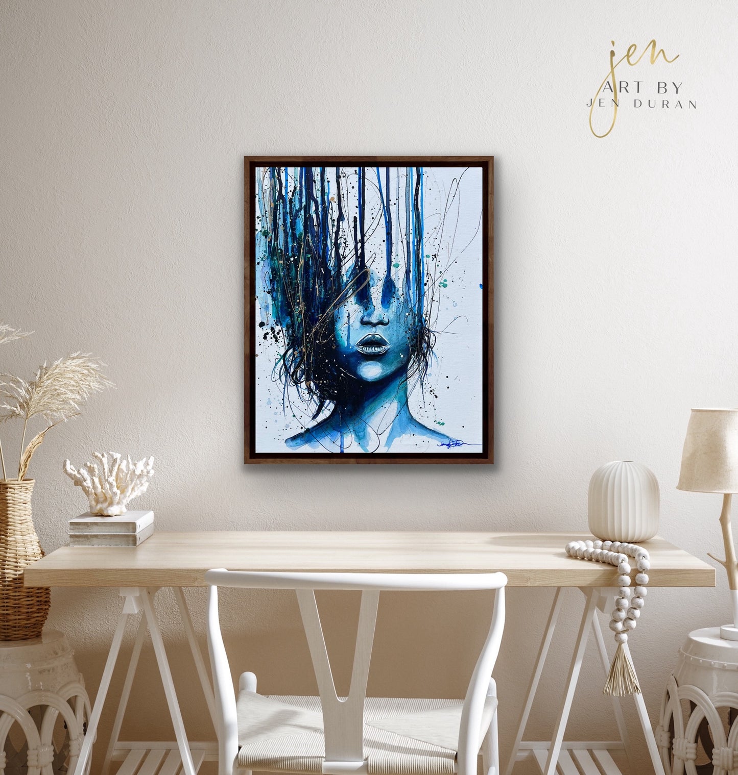 "Consumed By Chaos" Blue & Gold Giclée Canvas Print