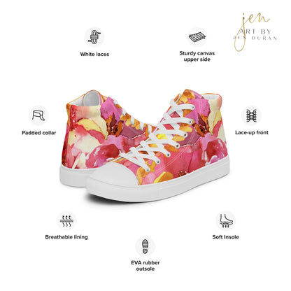 high top shoes, high top sneakers, canvas shoes, trendy shoes, eye design, popular shoes, unique shoe design, mens shoes, womens shoes, art by jen duran