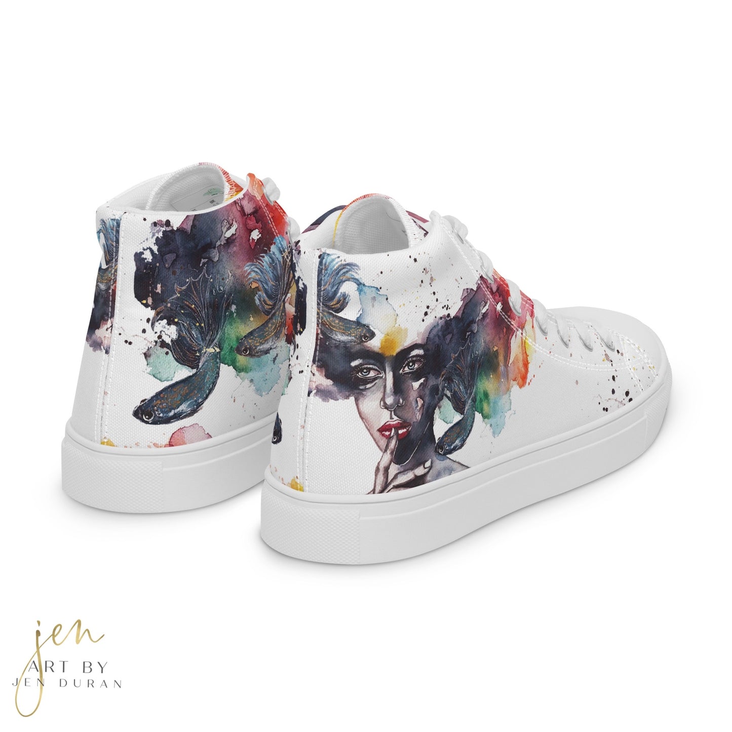Women’s High Top Canvas Shoes | Rainbow Fish High Top Sneakers