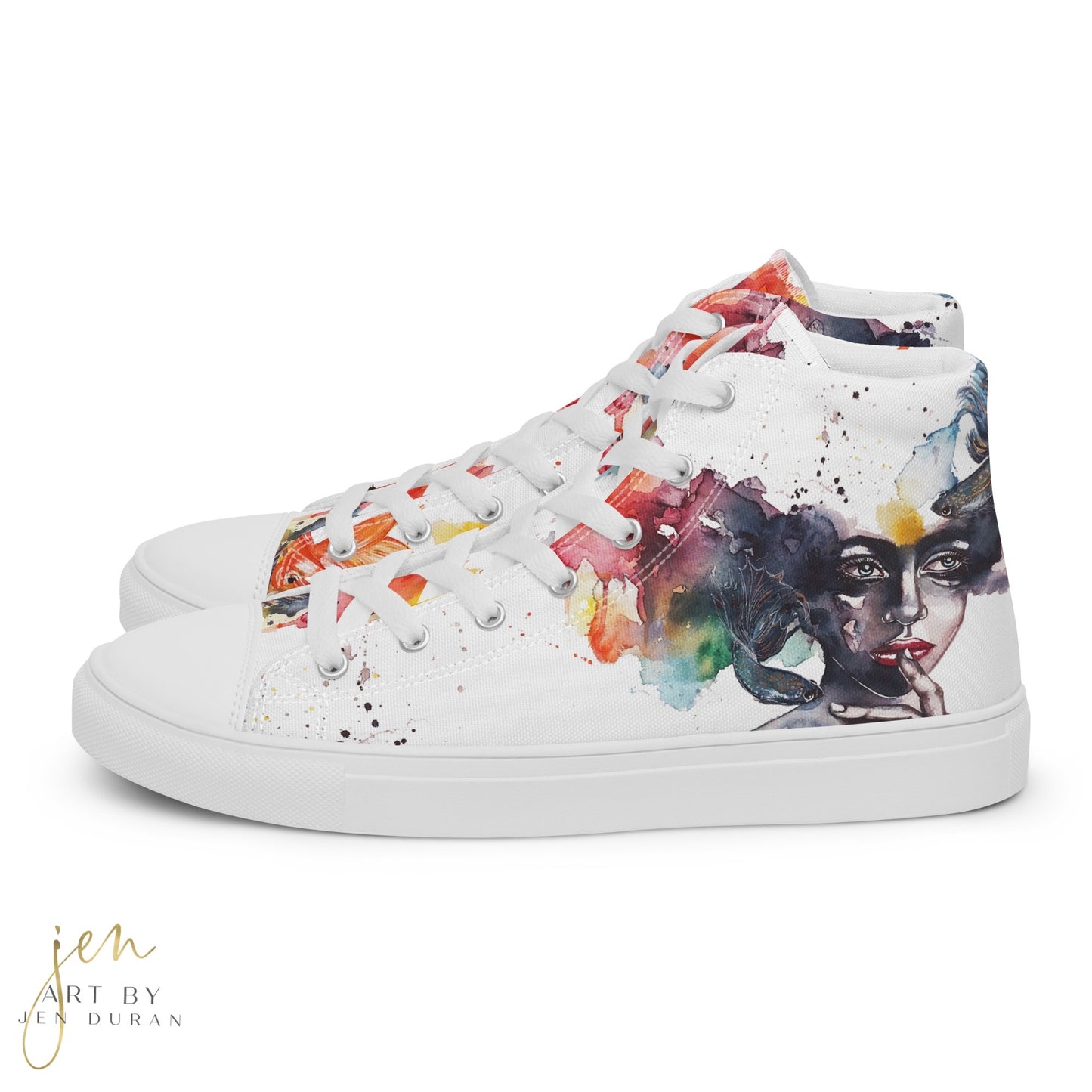 Women’s High Top Canvas Shoes | Rainbow Fish High Top Sneakers