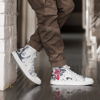 Men’s High Top Canvas Shoes | High Top Sneakers | "Heartache" Shoe Design