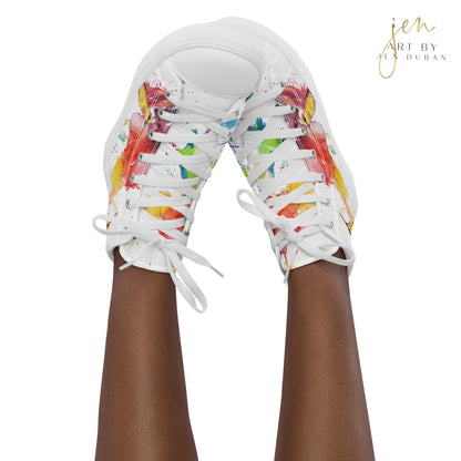 high top shoes, high top sneakers, canvas shoes, trendy shoes, watercolor hummingbird, popular shoes, unique shoe design, mens shoes, womens shoes, trendy fashion, art by jen duran