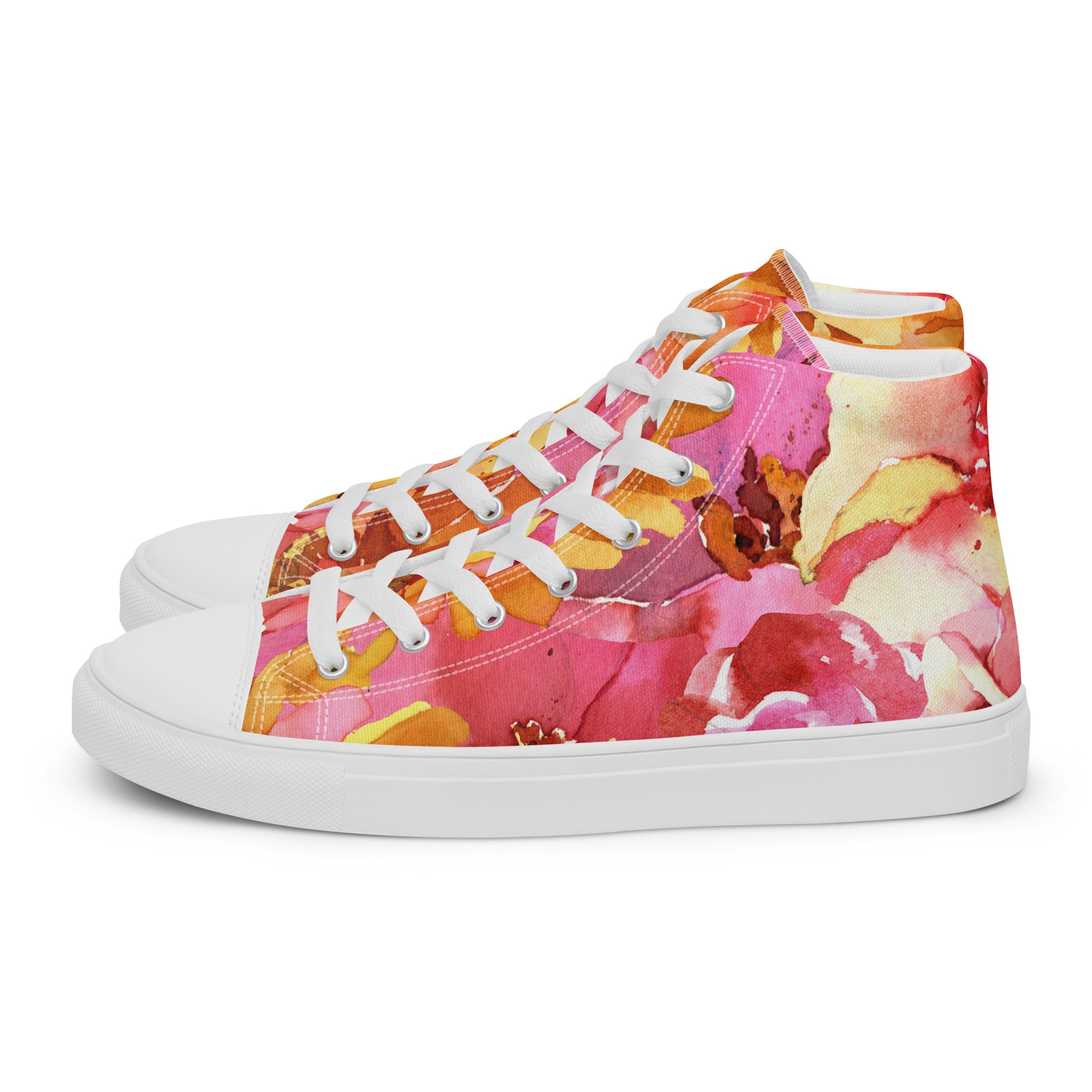 Men s high top canvas shoes Floral Design High Top Sneakers Trendy Shoes Popular Shoes Art By Jen Duran