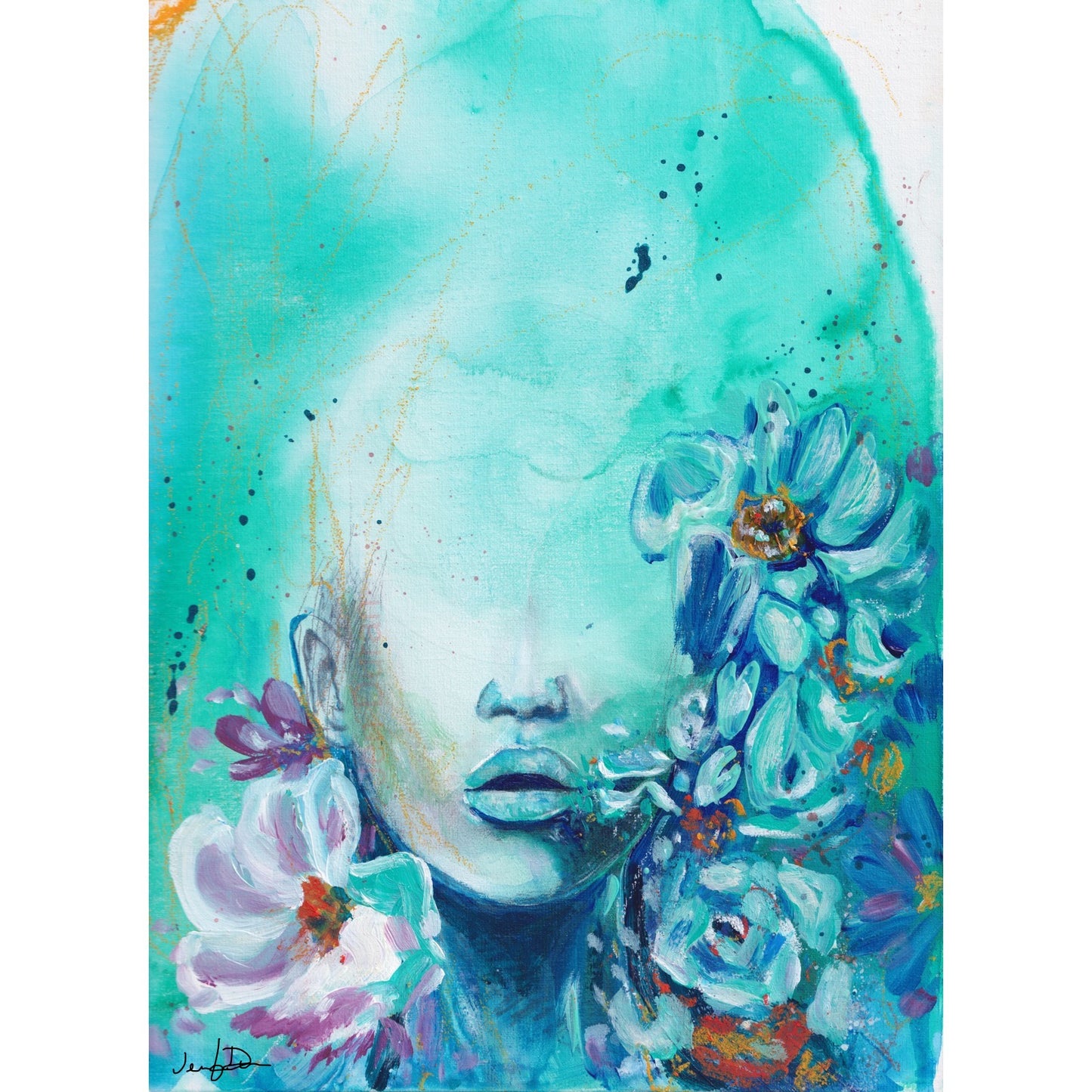 Abstract Blue Floral Fine Art Paper Print | Wall Art