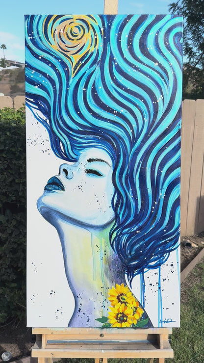 "Starry Night Dream" Hand-Embellished Giclée Canvas Print