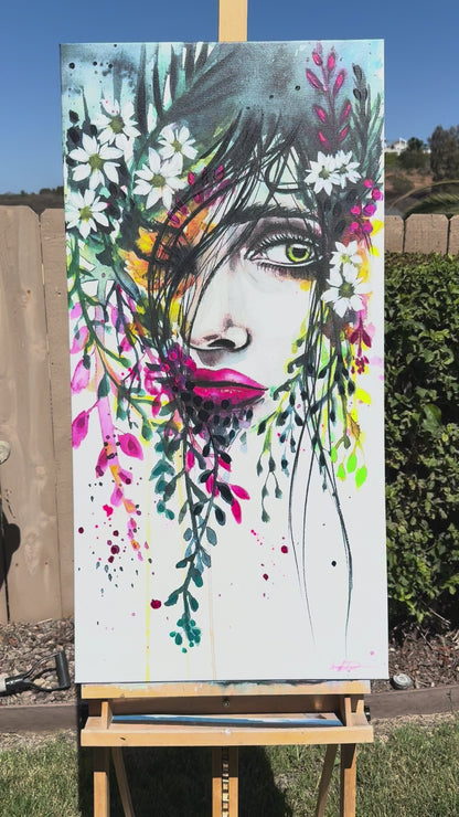 "Curious" Hand-Embellished Giclée Canvas